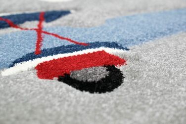 Килим для дитячої кімнати Літаки Біплан Повітряна куля сірий синій крем Розмір 200 х 290 см