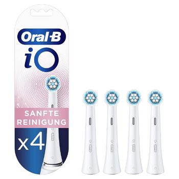 Щітки для делікатного чищення Oral-B iO для електричної зубної щітки, 4 шт. и, дбайливе чищення зубів, насадка-щітка для зубних щіток Oral-B 4 шт. и (1 упаковка) Біла