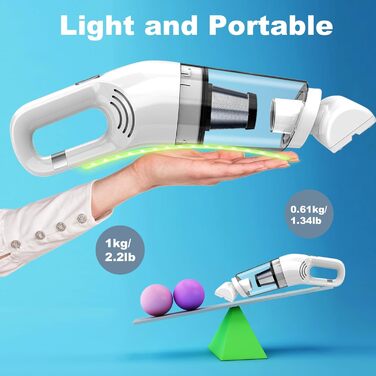 Ручний пилосос, 18000/15000Pa Акумулятор 6000mAh Безмішковий Мокрий Сухий Тест Переможець Автомобільний пилосос 2-ступінчастий всм