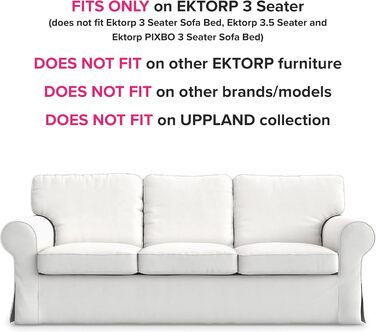 МАЙСТРИ ЧОХЛІВ Чохол для дивана IKEA Ektorp 3-місний з бавовни, білий, чохол для дивана 218 88 88 см Білий преміум бавовна