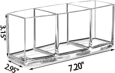 Прозорий органайзер для пензлів для макіяжу CACASO, тримач для акрилових пензлів преміум-класу, органайзер, 3 відділення, тримач для пензлика для макіяжу, зберігання косметики
