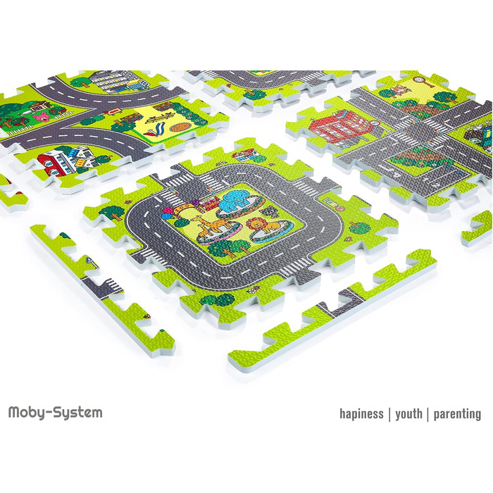 Килимок-головоломка Moby-System для немовлят, 90 см x 90 см x 1 см, ігровий килимок, без запаху, килимок-головоломка великий, килимок-головоломка для хлопчиків і дівчаток, ігровий килимок без забруднюючих речовин, килимок для повзання без запаху (дорожній