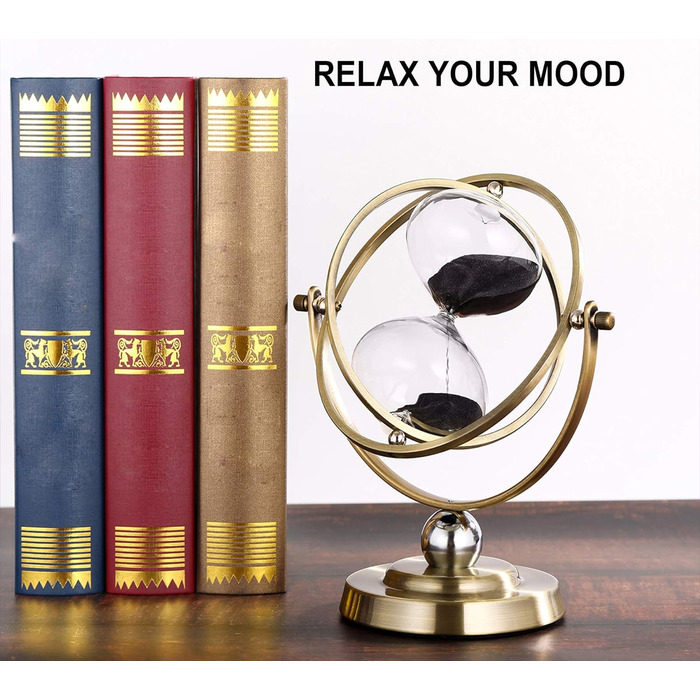 Пісочний годинник SuLiao для Uten, поворотний на 720, старовинний білий пісочний годинник, вінтажний пісочний годинник 1 Hora Reloj de Arena, великий метал, пісочний годинник, офіс, письмовий стіл, дім, весільне оформлення (поворот 720, чорний пісок, 60 х