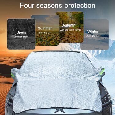 Автомобільна передня кришка Hivexagon Sunshade, Сонцезахисний чохол UV, Великий сніговий покрив для лобового скла автомобіля, Автомобільний морозозахисний чохол підходить для більшості автомобілів з додатковим скребком для льоду 230 см x 240 см