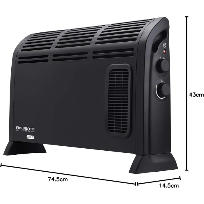 Конвекторний обігрівач Rowenta CO3035 Vectissimo Два рівні потужності Електричний обігрівач Для використання в приміщенні Для кімнат площею до 25 м, Чорний Конвектор