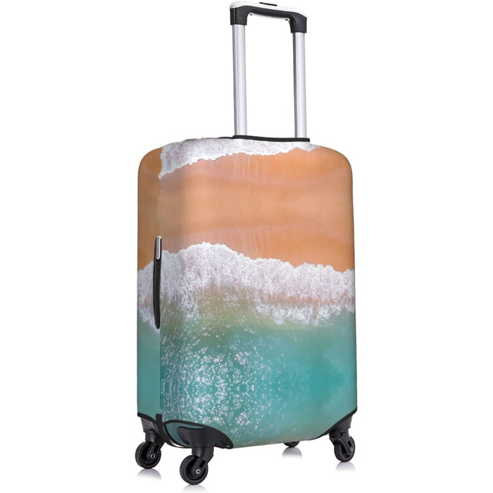 Чохол для валізи з романтичним пляжним принтом, еластичний захист від подряпин та пилу, чорний, розмір 95