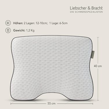 Ортопедична подушка для шиї та полегшення болю в шиї, 40x55 см Ергономічна подушка для сну з регульованою висотою Середньої та жорсткої жорсткості Дихаюча та придатна для прання