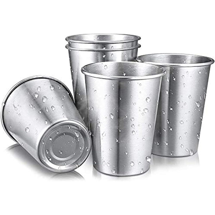 Набір із 6 чашок з нержавіючої сталі, маленькі чашки з нержавіючої сталі об&39ємом 240 мл із силіконовою оболонкою, багаторазові чашки з нержавіючої сталі для кемпінгу, пікніків на свіжому повітрі, соку, крижаної води, кави