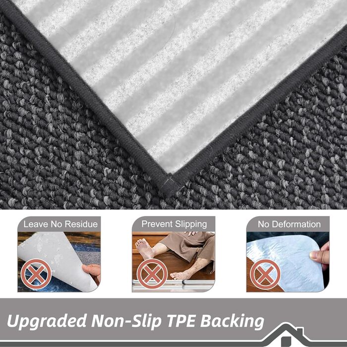 Сходинки BEQHAUSE для дерев&39яних сходів, 22,9 x 71,1 см, Килимові сходинки для використання в приміщенні, Можна прати в пральній машині, Доріжка для дітей, людей похилого віку та домашніх тварин, TPE-підкладка, 100 9&39 x 2&394&39 (прямокутні) темно-сір