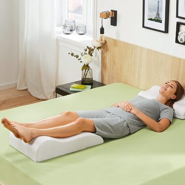 Подушка для ніг Erwin Mller, біла, венозний клин, подушка для ніг, релаксаційна подушка - розмірно стабільний наповнювач, оптимальне підняття ніг, анатомічна форма, чохол, який можна прати, біла, один розмір