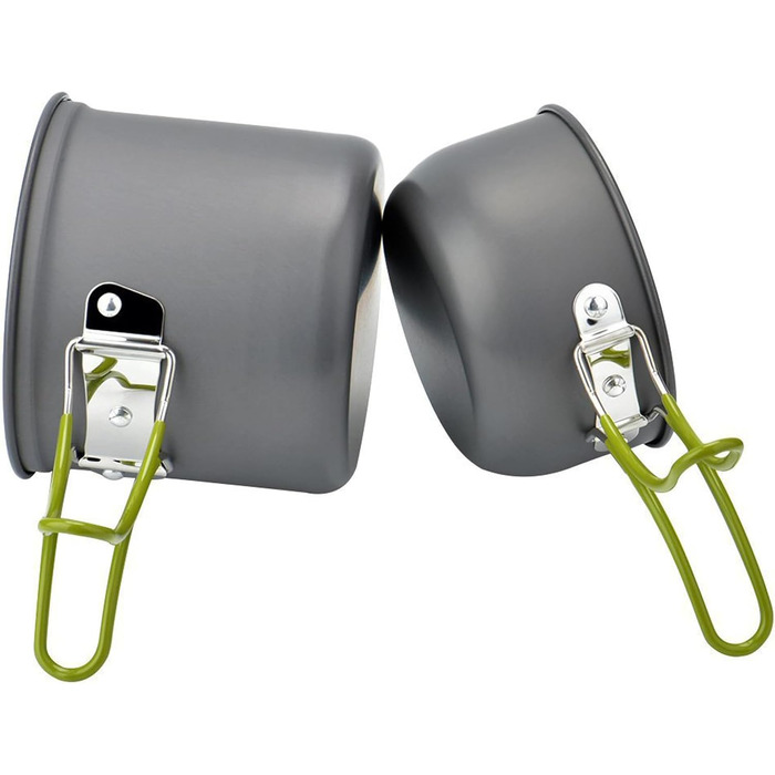 Посуд для кемпінгу та пікніків, набір туристичного посуду з антипригарним покриттям, каструлі та сковороди для приготування їжі на відкритому повітрі, для походів, трекінгу та подорожей з рюкзаком