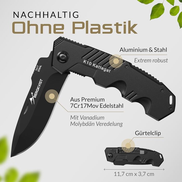 Складаний ніж (дворучний) - гострий кишеньковий ніж для активного відпочинку та виживання з вогнетривкої сталі та чохлом - дозволе