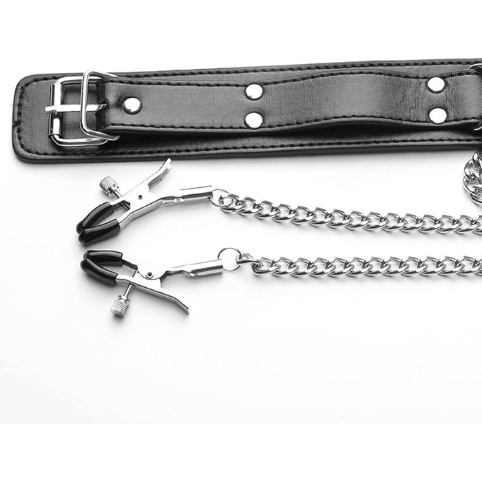 Набір BDSMYEE для стимуляції грудей та клітора, регульовані магнітні кліпси для сосків з шкіряною ланцюжковою підвіскою