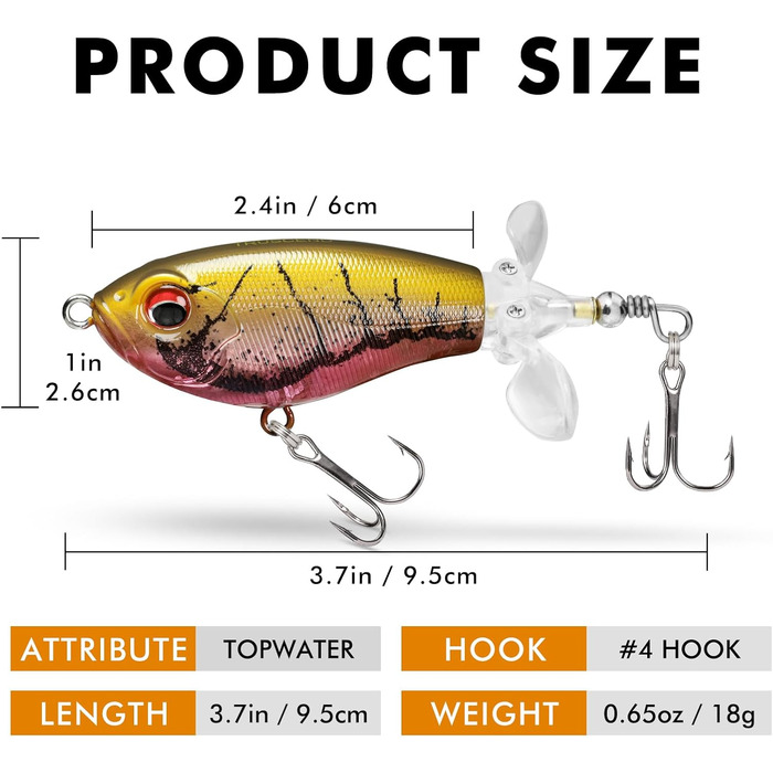 Приманки TRUSCEND Top Water Fishing Lures, приманки Whopper для прісної та морської риболовлі, плаваючі приманки для окуня, сома, щуки, тизери для рибальської приманки Wobble, рибальські подарунки для чоловіків