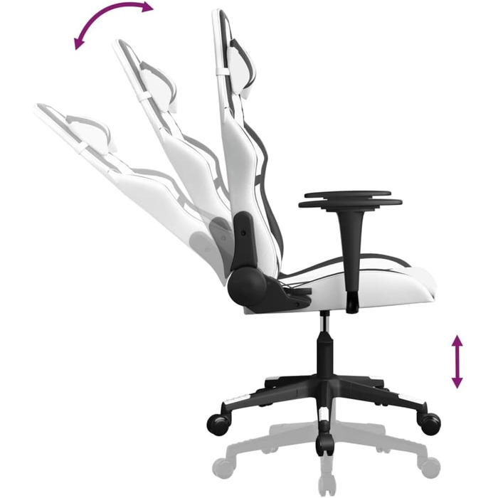 Ігрове крісло, біла та чорна штучна шкіра, офісне крісло, ігрове крісло, обертове крісло, стілець для столу - 3143674