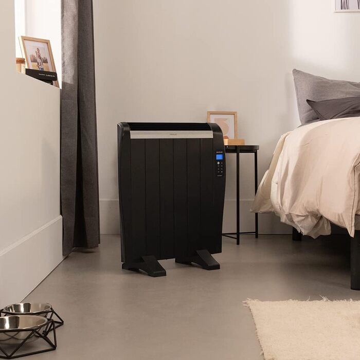 Плоский радіатор Cecotec з пультом дистанційного керування ReadyWarm 1200 Thermal Black. 6 нагрівальних ребер та 900 Вт, РК-дисплей, програмований таймер, вибір температури, радіус дії 10 м та максимальна безпека) 6 елементів Стандартний чорний