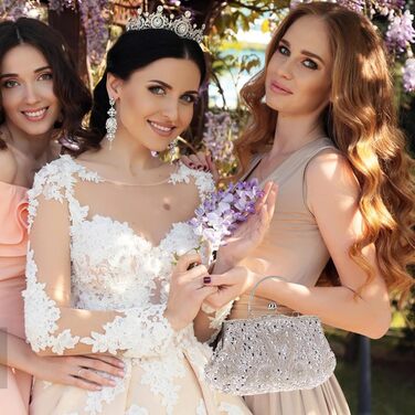 Клатч Перлинний Вечір - Розкішна жіноча сумочка з перлів та ланцюжка для вечірок та урочистих подій. Срібляста перлинна сумочка для нареченої.