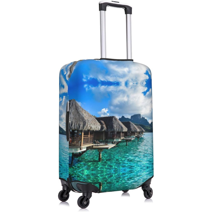 Чохол для валізи Морський пейзаж, еластичний захист від подряпин та пилу, чорний, розмір 85 см