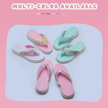 Шльопанці WateLves для дітей, дитячі сандалі-стрінги, дитячі сандалі для басейну на товстій підошві, літні пляжні та басейнні, нековзні сандалі-стрінги, розмір 33 EU, рожеві, з риб&39ячою лускою