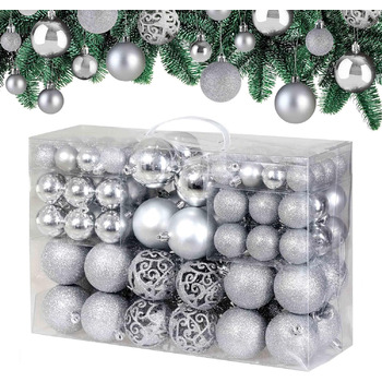 Різдвяні кульки 100 шт срібні Deuba