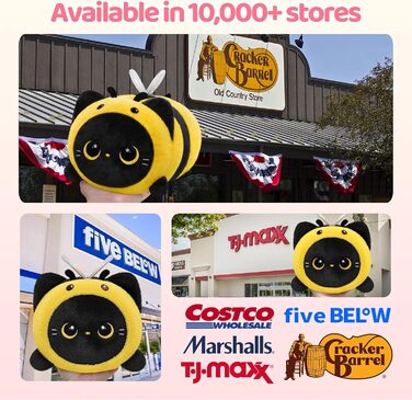 Плюшева подушка Mewaii Black Cat Bee 20 см м&39яка каваї опудала тварина для дітей, мила плюшева іграшка кіт, ідеальна пухнаста подушка та подарунок 20 см бджола чорний кіт