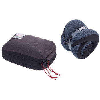 Подушка для шиї Troika Business у поліестеровому компресійному чохлі, що згортається, колір сірий/чорний, постійно стабільна розмірна стійкість, BBG61/GY