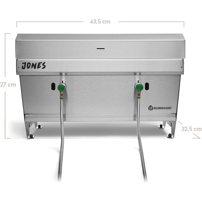Складаний газовий гриль BURNHARD JONES з нержавіючої сталі з кришкою, 2 конфорки, 6,4 кВт, включаючи сумку для перенесення з функцією рюкзака та мультиінструмент, складаний гриль ідеально підходить для кемпінгу, складаний гриль JONES з 2 конфорками