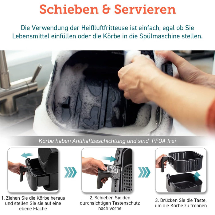 Фритюрниця та мультиварка COSORI 3,5 л, 13 програм, 1500 Вт, фритюрниця XL для 1-3 осіб, буклет з 100 німецькими рецептами, цифров