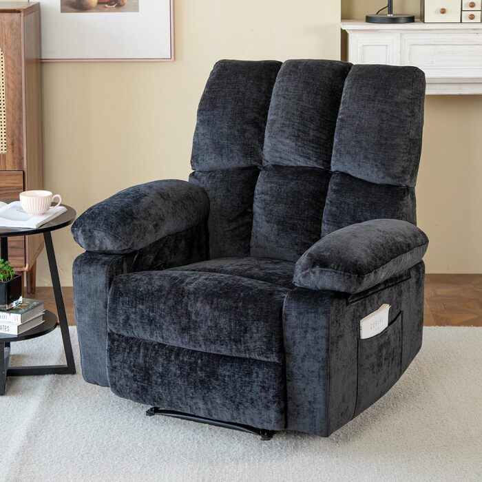 Крісло для телевізора з функцією відкидання, відкидне крісло з імітацією лляної тканини, крісло/відкидне крісло, вантажопідйомність до 150 кг, для вітальні (темно-сіре, маленьке)