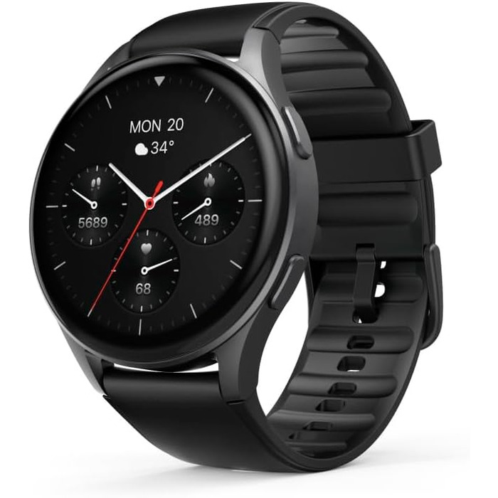 Розумний годинник Hama 8900 з GPS, водонепроникний IP68, функція телефону (сенсорний AMOLED-дисплей, голосове керування, спортивні режими, трекер сну, пульсометр, WhatsApp, годинник для бігу, пульсометр, фітнес-годинник) чорний