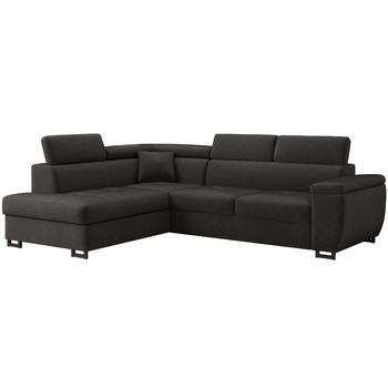 Кутовий диван з функцією сну та відділенням для зберігання речей Nicole 270x202x96 см (ШxГxВ) L-подібний диван з регульованими підголівниками Кутовий диван з функцією сну Пружинна основа Диван сірий лівий, шезлонг лівий сірий