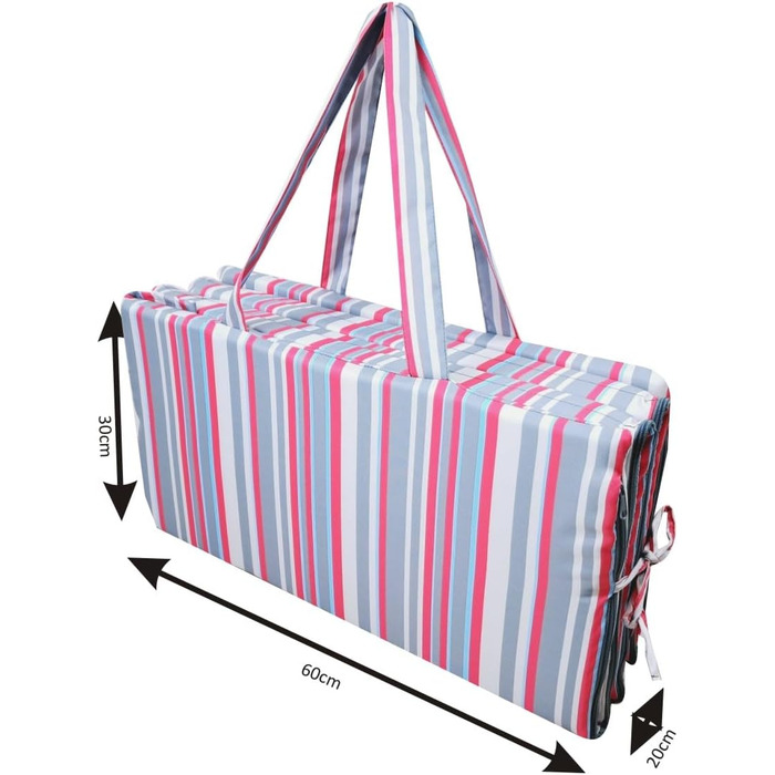 Складаний пляжний килимок, водонепроникний, з щільним наповнювачем з піни, для кам&39янистих пляжів Хорватії, з візерунком у смужку троянд