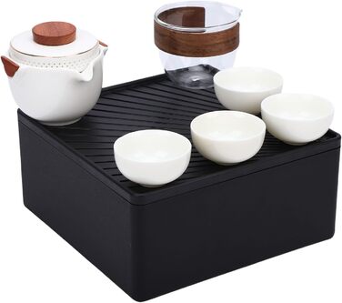 Набір для чаювання Кунг-Фу, портативний керамічний чайник з 4 міні-чашками, ідеальний для кемпінгу та подорожей