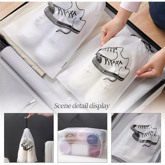Прозорі сумки для взуття, 10 шт. Дорожня сумка для взуття 2 розмірів, водонепроникні сумки для зберігання, сумка для зберігання взуття зі шнурком, сумка для взуття, пилозахисна, сумка для зберігання взуття