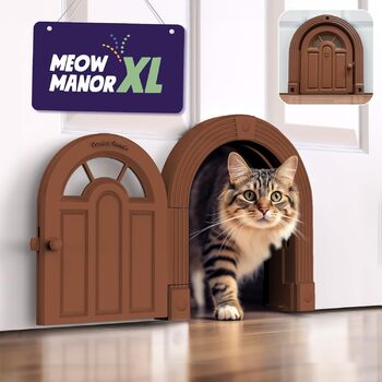 Міжкімнатні дверцята для котів - Meow Manor Extra Large Pet Door, 26 x 28 см, Без клапана, Дверцята для котів вагою до 13,6 кг, Просте самостійне складання, Безпечне встановлення за лічені хвилини, Без навчання
