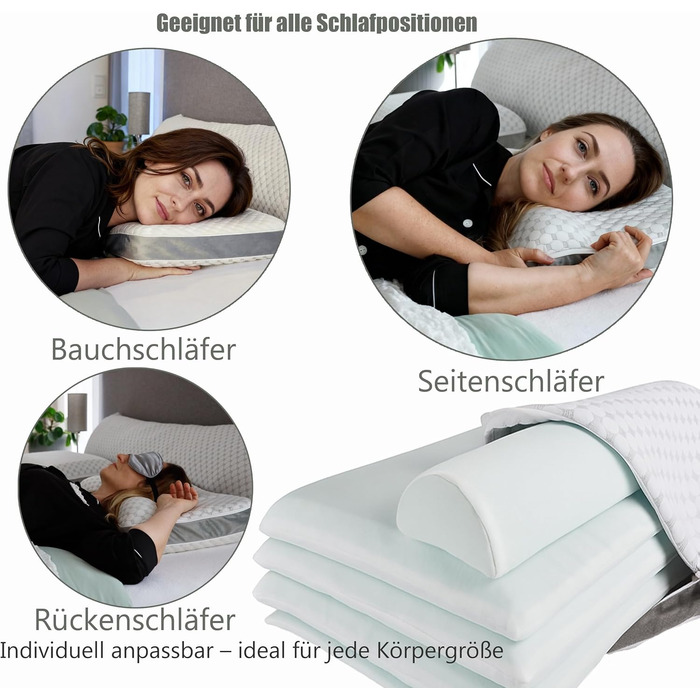 Подушка для шиї з піни з ефектом пам&39яті Ергономічна подушка 55x35x12 см, регульована по висоті Подушка для сну на боці Подушка для сну на животі Подушка для сну на спині