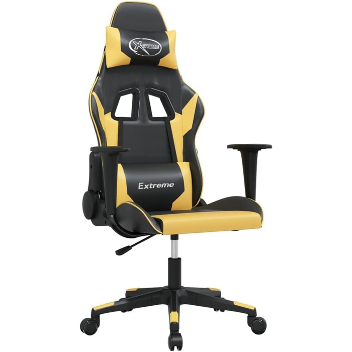 Ігрове крісло, чорно-золота штучна шкіра, офісне крісло, ігрове крісло, обертове крісло, стілець для столу - 3143689