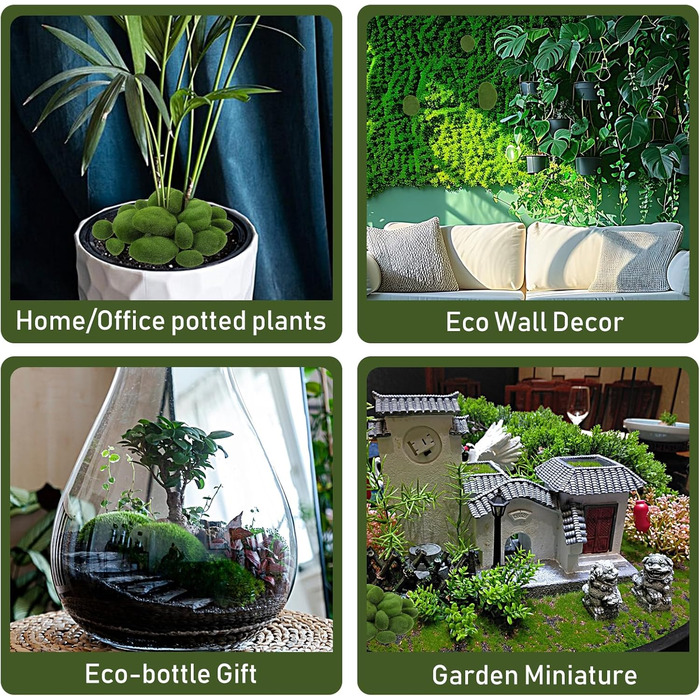 Мохові кульки штучний мох, штучні мохові камені зелені мохові кульки штучні мохові камені, куля з садового моху своїми руками, невеликі мохові камені, декоративні штучні камені для казкових садів і крафтових тераріумів, 15 шт.