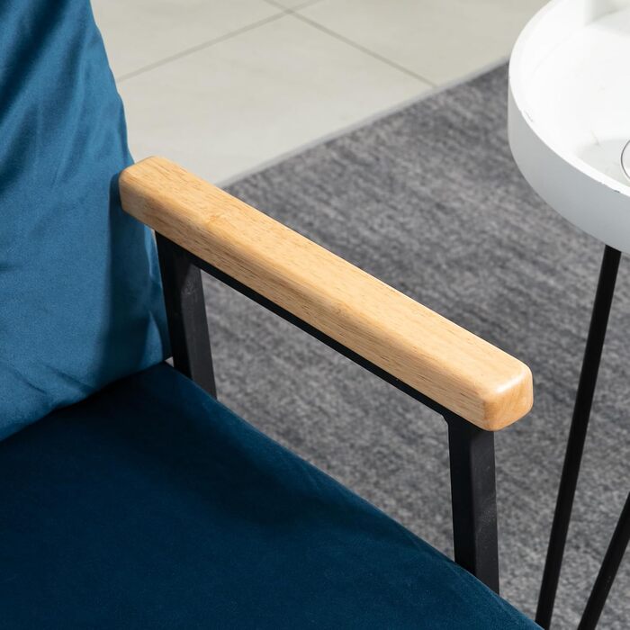 Диван-ліжко HOMCOM 4-в-1, 2-місний диван з функцією сну, 183 x 98,5 см, розкладне крісло-ліжко з 5-позиційною регульованою спинкою, підлокітником, поперековою подушкою, оксамитовий вигляд для вітальні, синій, 102Д x 73Ш x 81В см, тканина під оксамит