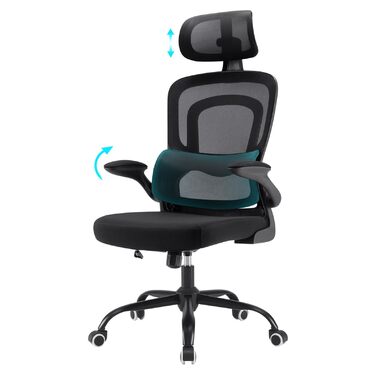 Ергономічне офісне крісло Farini, комп&39ютерне крісло з колесами, письмове крісло для комфортного домашнього офісу, крісло керівника з регульованою висотою та підголівником, чисто чорне