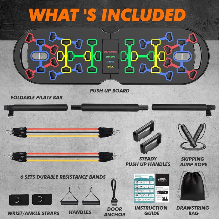 Набір преміум-дощок для віджимань, ручки для віджимань, покращена концепція 2024, гриф для віджимань 10-в-1, тренажер для домашнього тренажерного залу, чорний