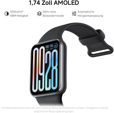 Дюймовий AMOLED, яскравість 1200 ніт, 21 день автономної роботи, понад 150 спортивних режимів, водонепроникність 5 атм, GNSS, датчик серцевого ритму та SPO, Bluetooth 5.4, частота оновлення 60 Гц, 9 Pro Obsidian Black 1,74-