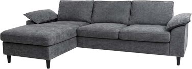 Комплект диванів Mendler HWC-O71, кутовий диван, L-подібний, зона відпочинку ліва/права, тканина/текстиль, дерево, 84x229x140 см - темно-сірий