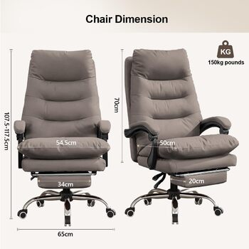 Офісне крісло з м&39якою підкладкою та високою спинкою, ігрове крісло, крісло керівника з підставкою для ніг, ергономічне шкіряне комп&39ютерне крісло для домашнього офісу, хакі, 50*55*107