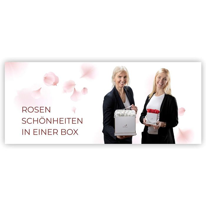Коробка для троянд Rosenlieb з 4 трояндами Infinity (термін зберігання 3 роки) Справжні збережені квіти Flowerbox вкл. листівку Подарункова коробка для жінок, подруга, різдво (квадрат Bravo чорний, рожевий)