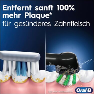 Електрична зубна щітка Oral-B Pro 3 3900, подвійна упаковка та 3 щітки, з 3 режимами чищення та візуальним регулюванням тиску на 360 для догляду за зубами, подарунок чоловіку/жінці, чорний чорний