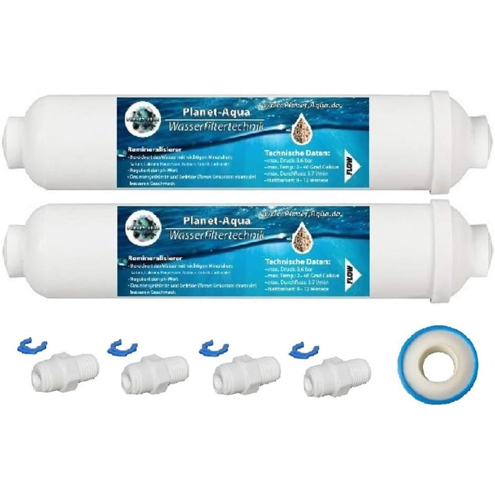 Мінеральний фільтр 2 шт. и, мінералізатор води, фільтр для води з адаптером 1/4 дюйма для шлангової лінії (приблизно 6 мм зовні) та аксесуари для системи зворотного осмосу SBS, фільтр-картридж для холодильника