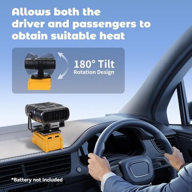 Портативний бездротовий вентилятор-обігрівач потужністю 200 Вт з 2 режимами температури та USB-портами для заряджання, сумісний з літій-іонними акумуляторами 20 В/60 В (акумулятор не входить до комплекту)