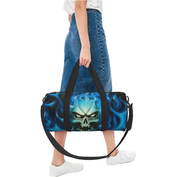 Дорожня сумка зі зміїною шкірою, кругла, великої місткості, легка та міцна, ідеальний подарунок для походів, відпустки, ділових поїздок та іншого, моторошний принт Привид-Череп, універсальний розмір