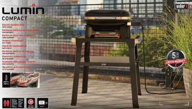 Компактний електрогриль Weber Lumin Compact на підставці, до 315 C, з термометром на кришці, чавунними решітками з порцеляновим покриттям, площа гриля 43 x 32 см, чорний (1501653) з підставкою Lumin Compact 2026